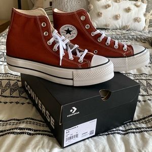 Brand New! Converse High Tops in ritual red women’s size 8.5